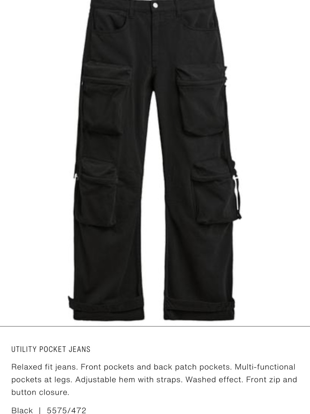 Women’s Black Denim Cargo Pants - Utility Style - Picture 3 of 3